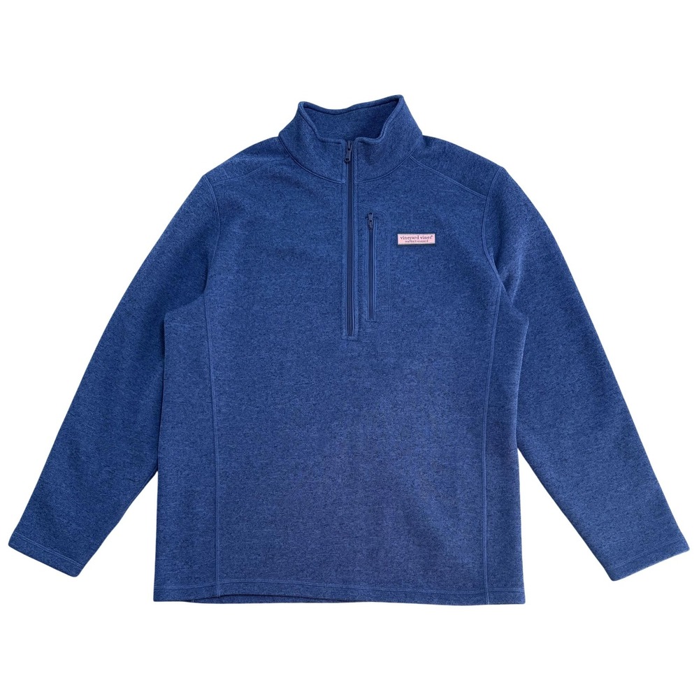 Vineyard Vines Sweatshirt Mens Large Blue Fleece Quarter Zip Pullover Logo